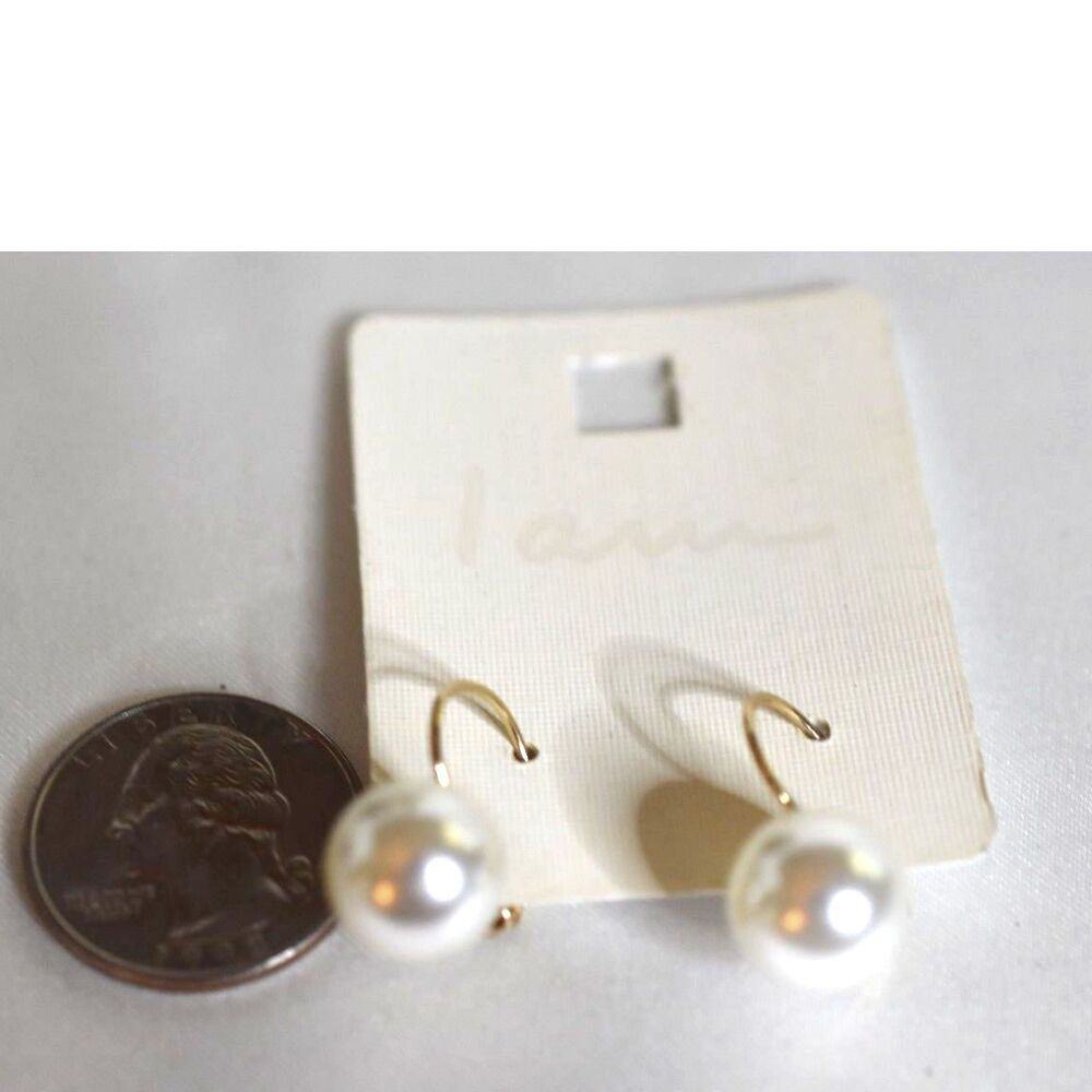 NWT I am Small Faux Pearl Gold Tone French Clip Lobe Bridal Prom Party Earrings